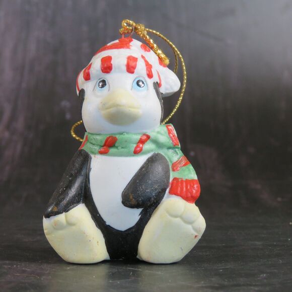 Lot of 8 Vintage Christmas Tree Ornaments Snowman Stocking Penguin Mouse Ceramic - Picture 16 of 16